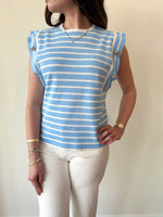 Bella Striped Top-Blue