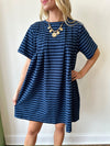 Alice Striped Dress-Navy