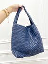 Brooke Woven Tote Bag- Navy