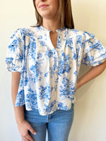 Stacy Blue Floral Top