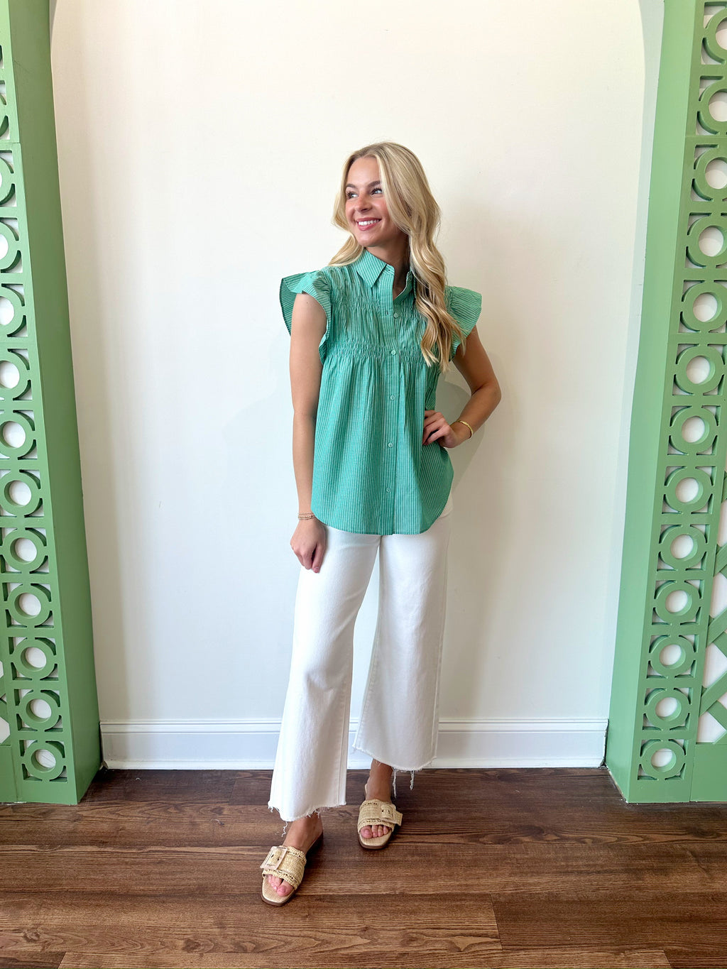 Grace Striped Top-Green