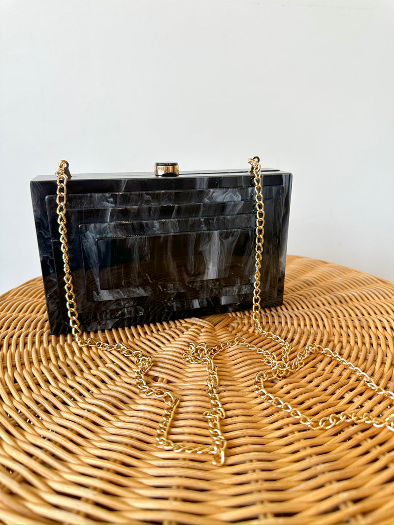 Kara Black Clutch