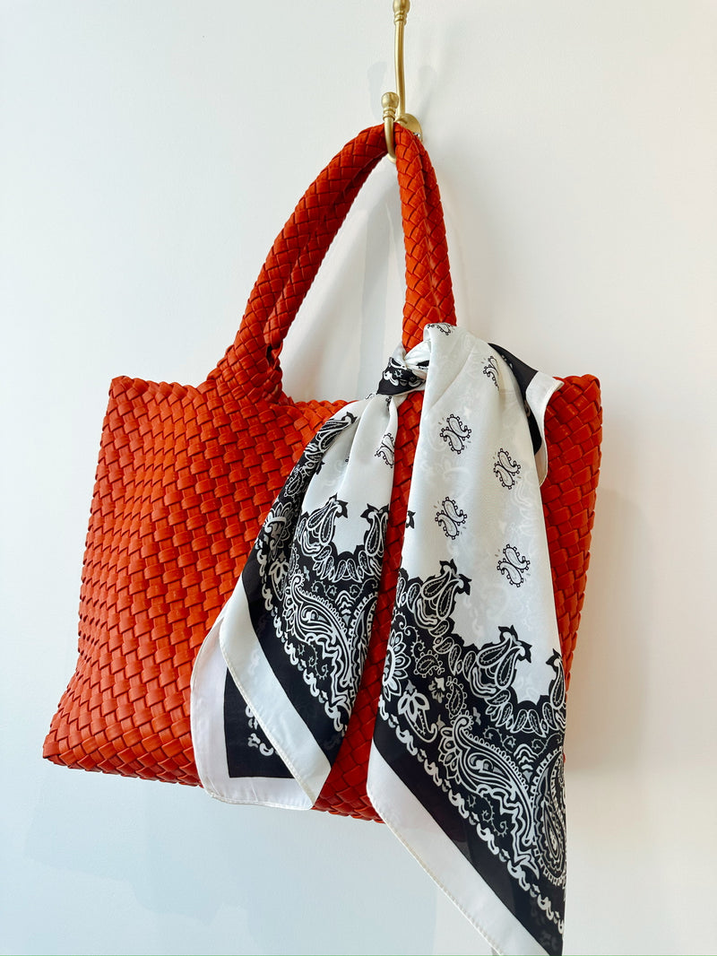 Border Paisley Bandana Cream & Black