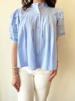 Stacy Blue Gingham Top