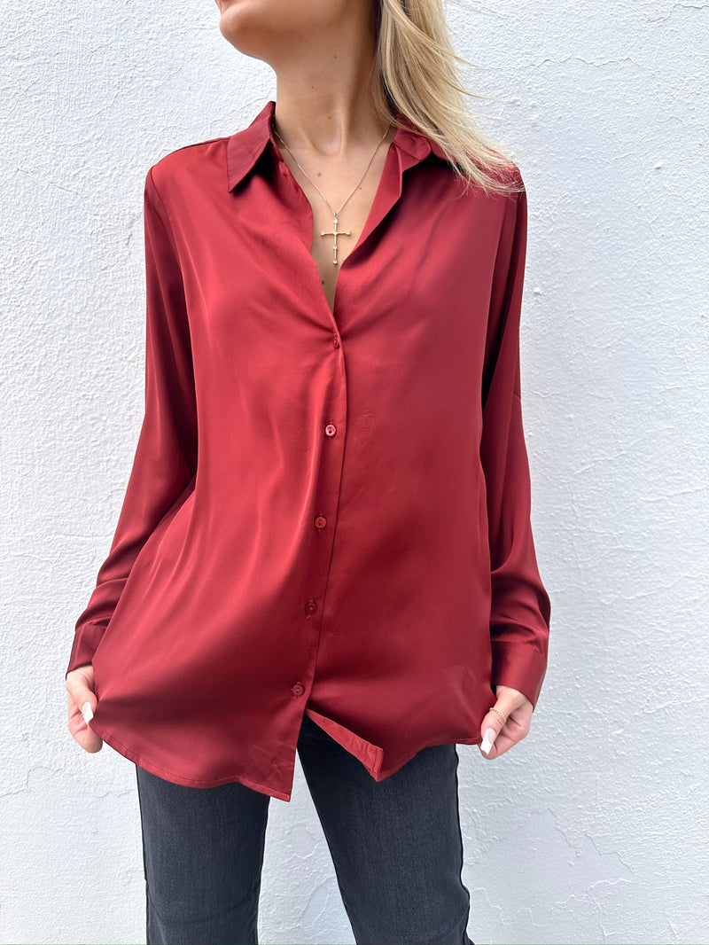Rossi Satin Blouse Rust