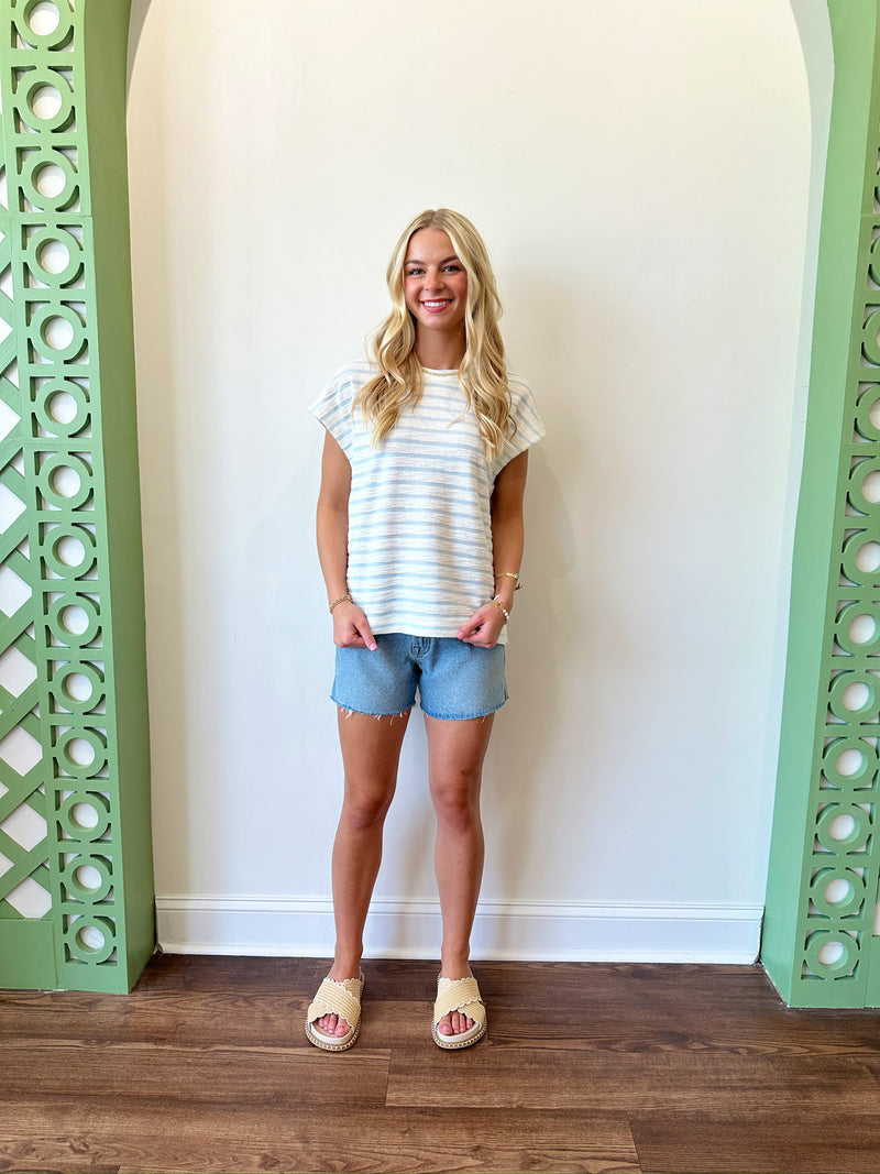 Harper Striped Top-Blue