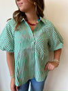 Gracie Striped Top-Green