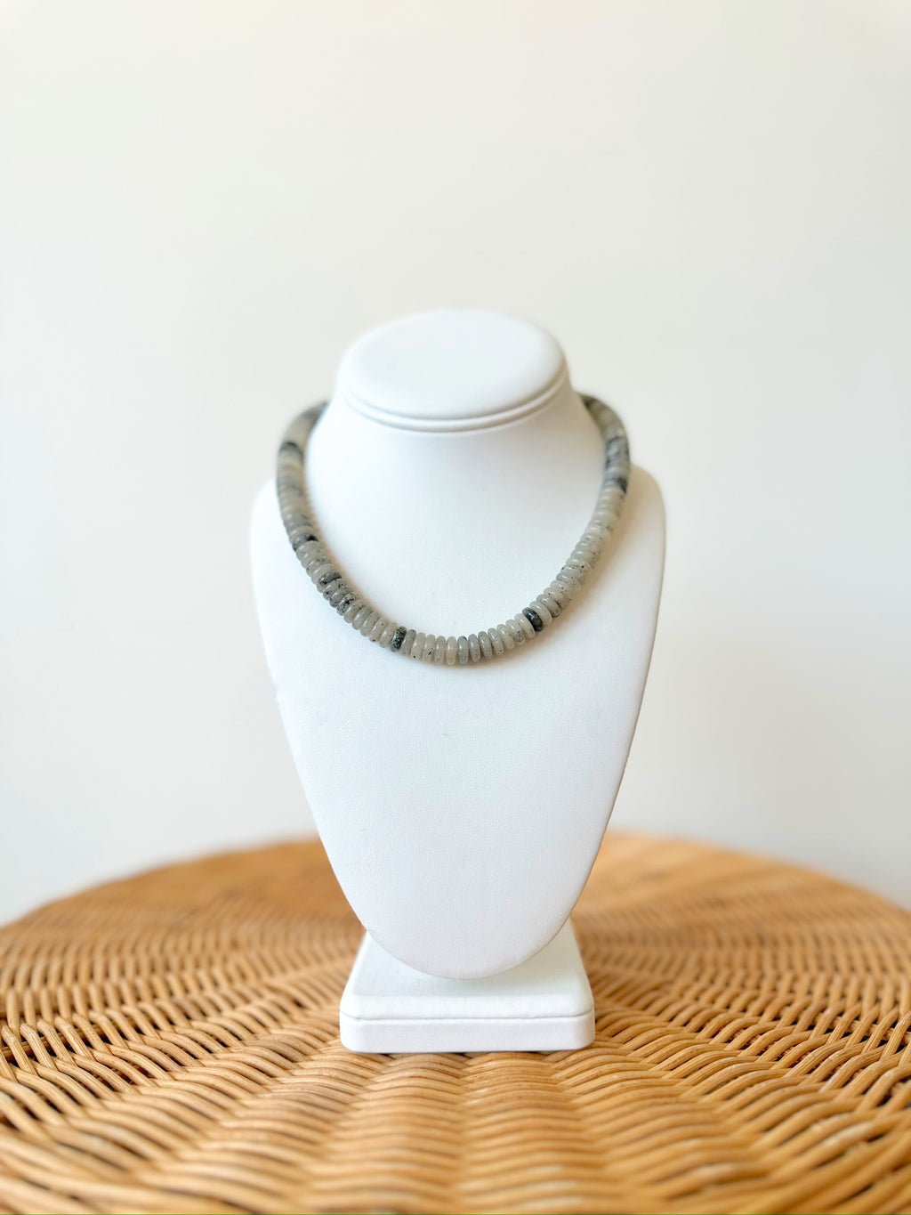 Harper Beaded Necklace-Grey