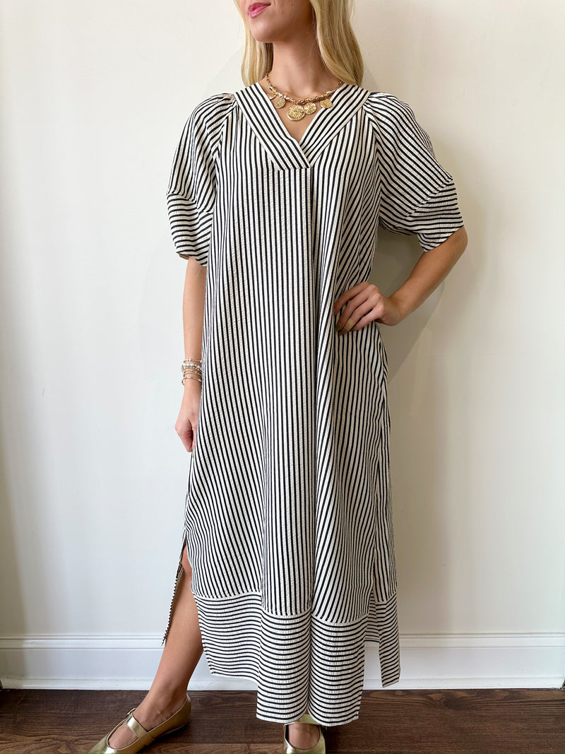 Blake Striped Dress-Black