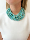 Whit Beaded Necklace- Turquoise