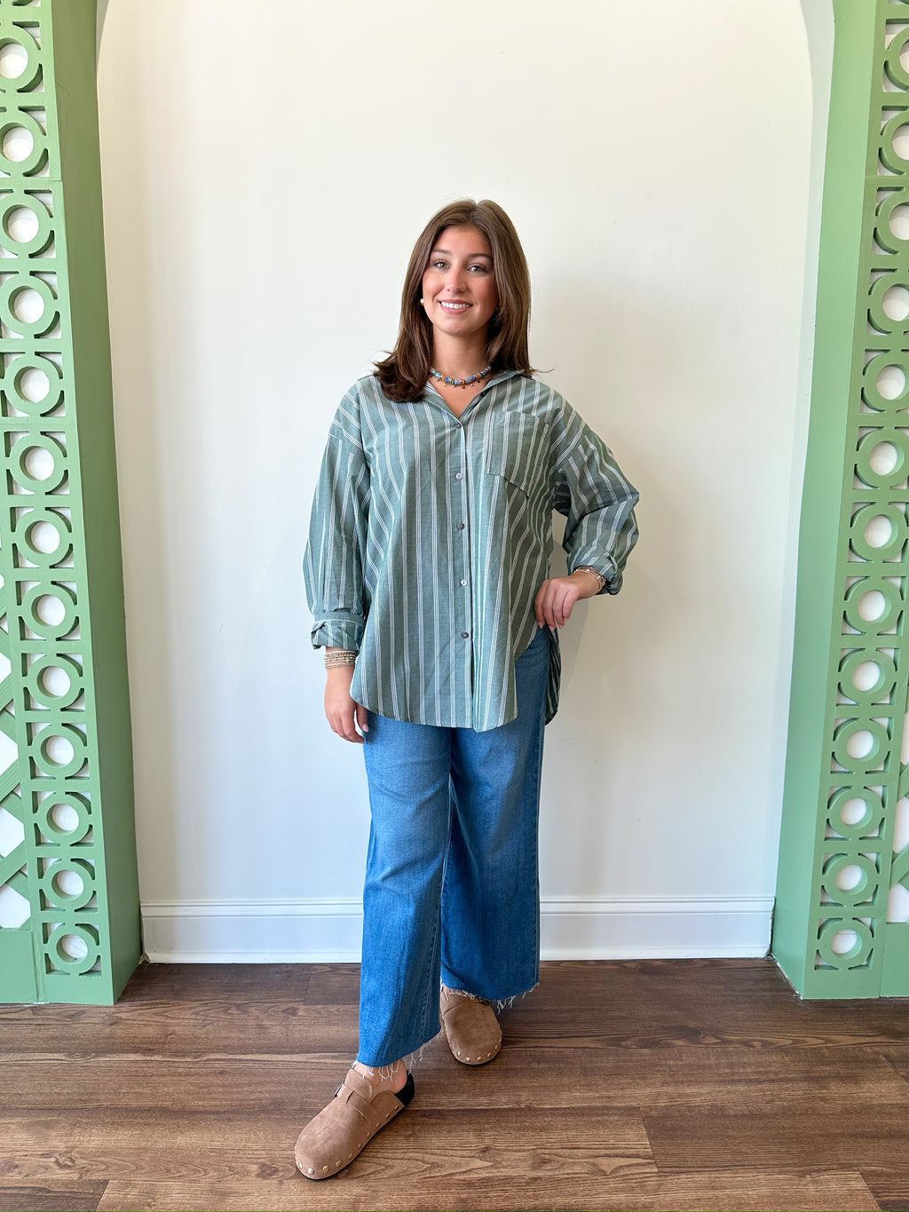 Mary Olive Stripe Top