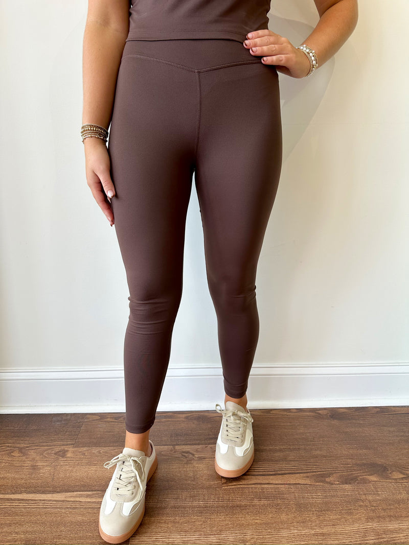 Liv Crossover Leggings-Brown