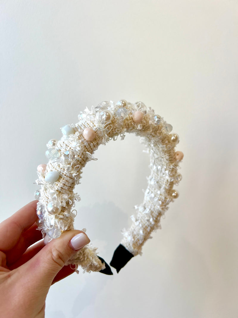 Tabbi Jeweled Headband - White