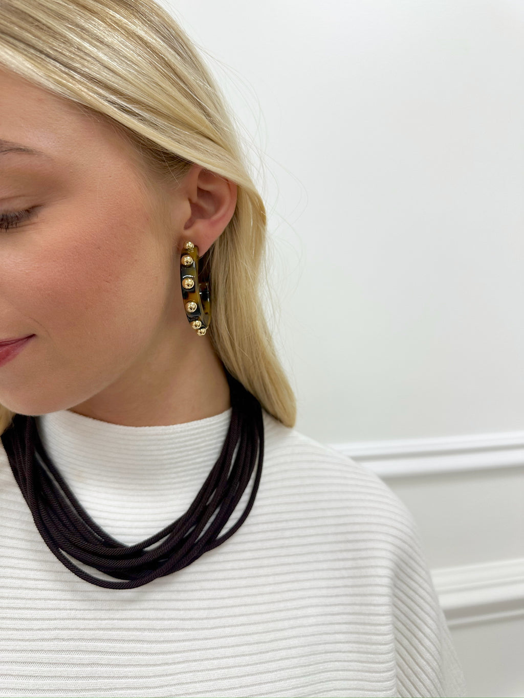 Carmin Studded Hoops-Tortoise