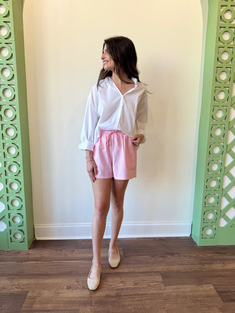 Lynn Striped Shorts-Pink