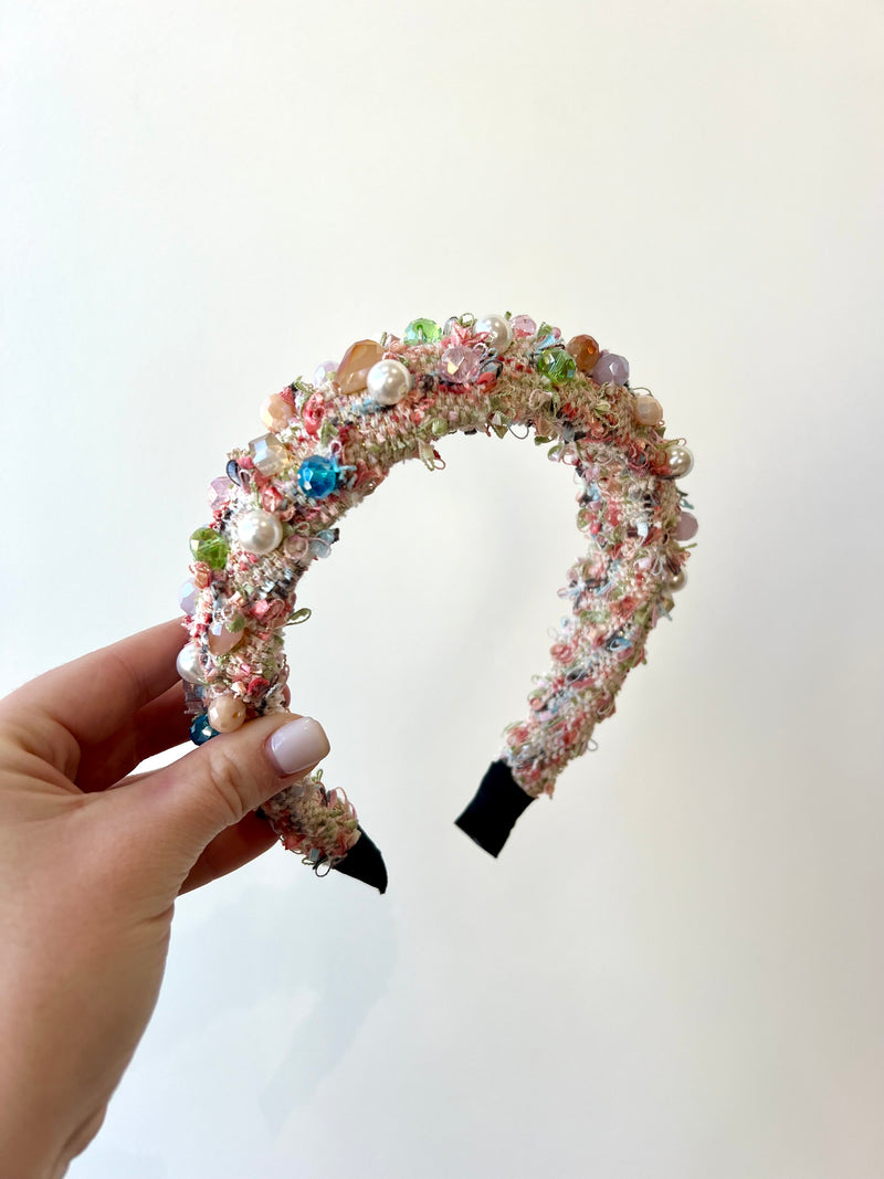 Tabbi Jeweled Headband- Pink
