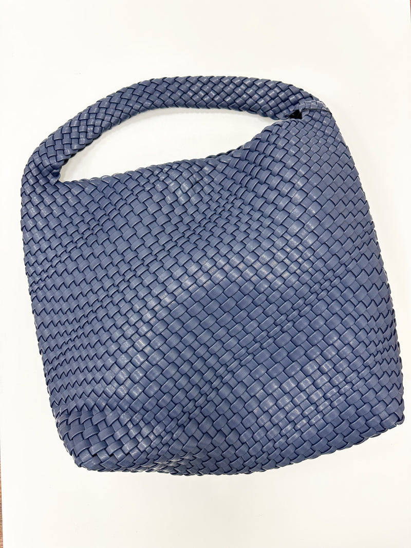 Brooke Woven Tote Bag- Navy