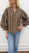 Tiffany Striped Top-Brown
