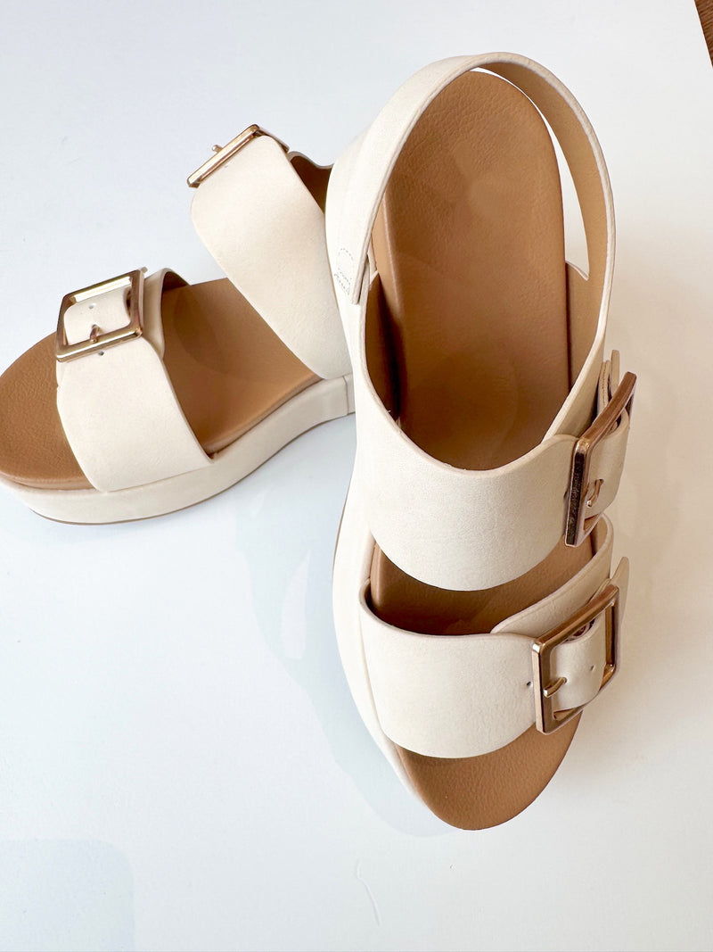 Rhonda Cream Platform Wedges