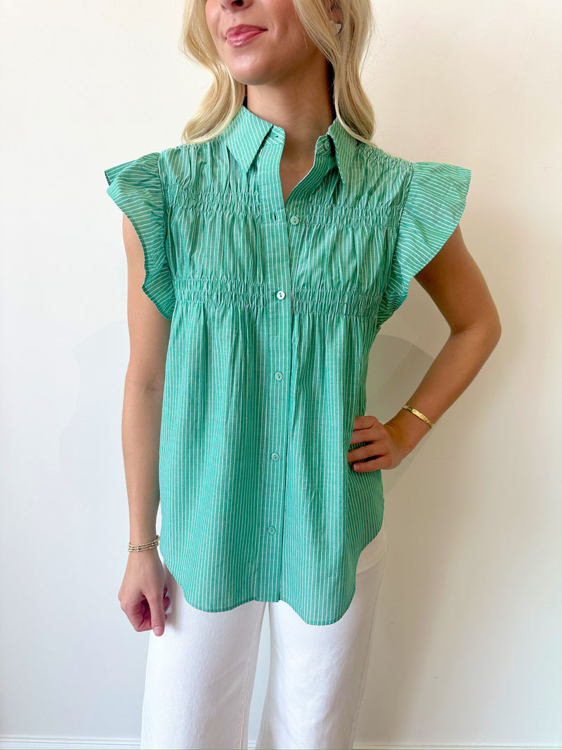 Grace Striped Top-Green