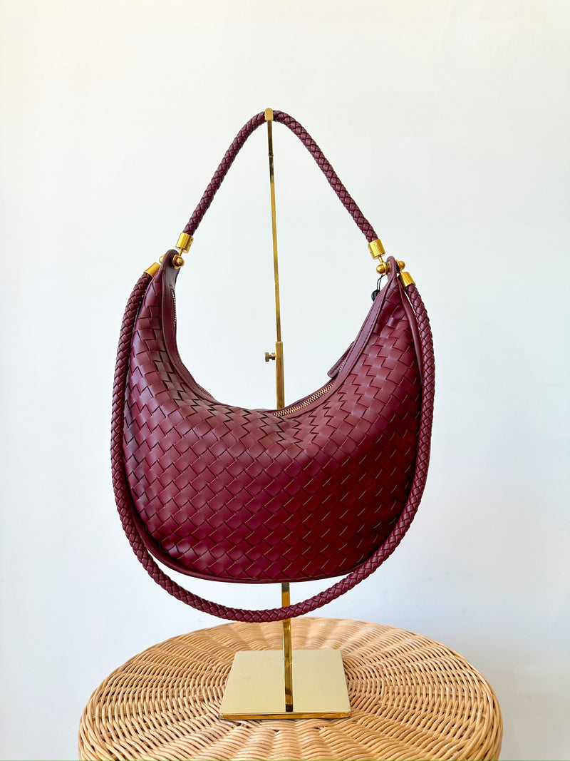Sarah Woven Bag-Burgundy