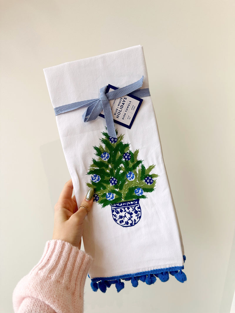 Blue & White Holiday Tea Towel Set