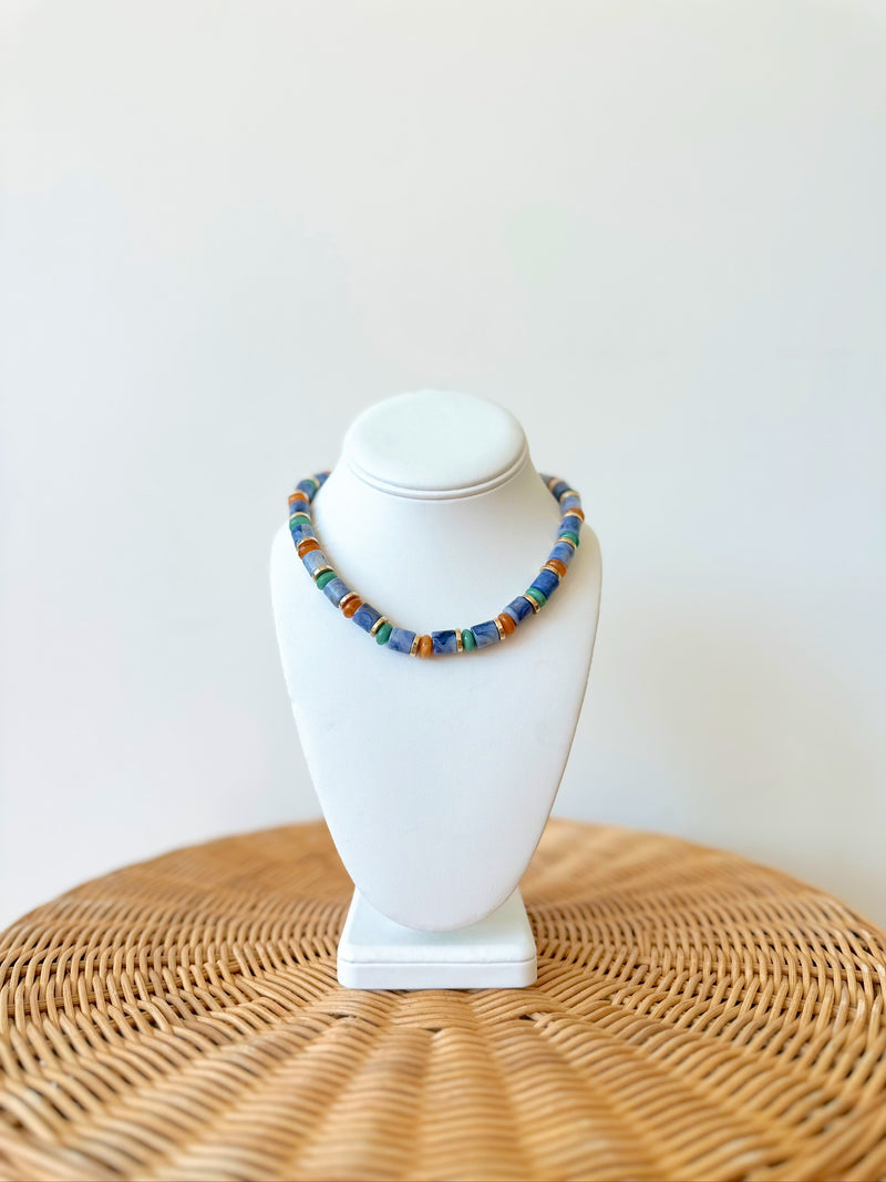 Lora Beaded Necklace- Blue