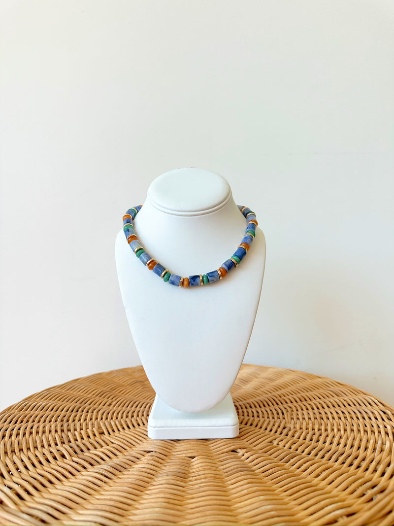 Lora Beaded Necklace- Blue
