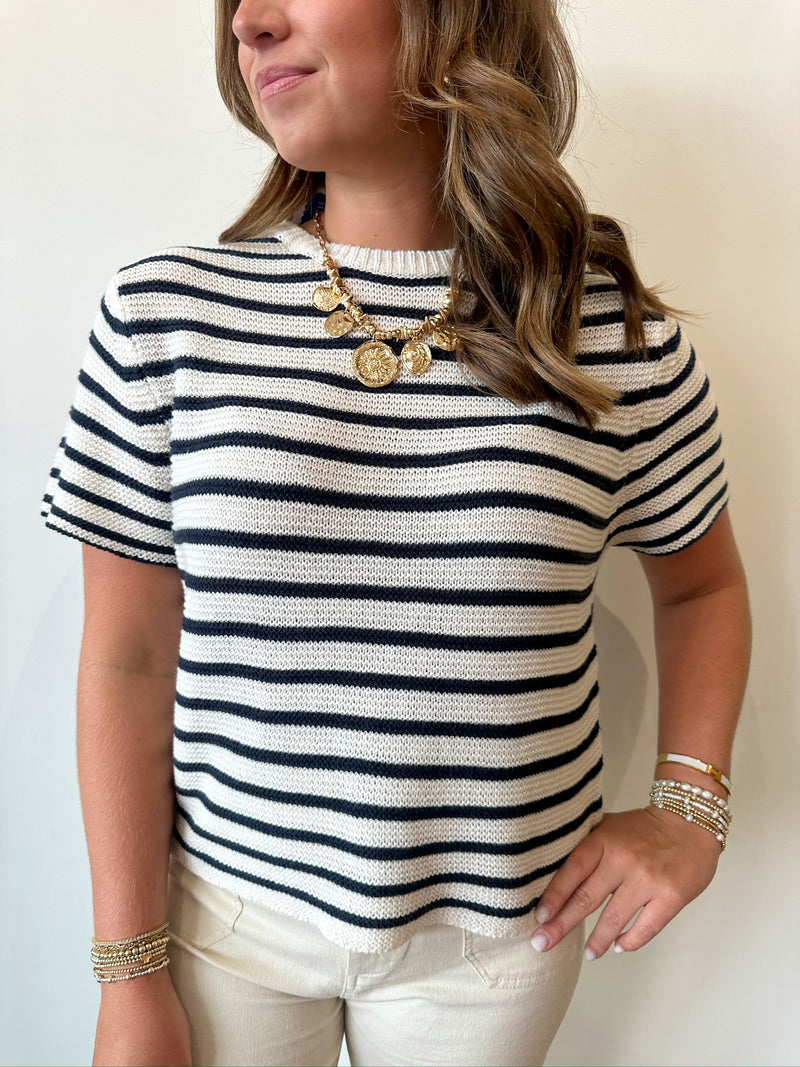 Vanna Striped Top- Cream