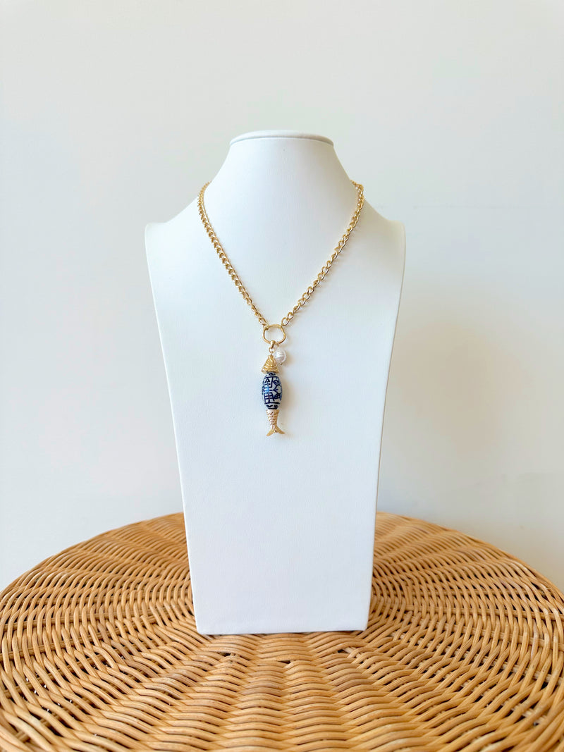 Whit Fish Charm Necklace
