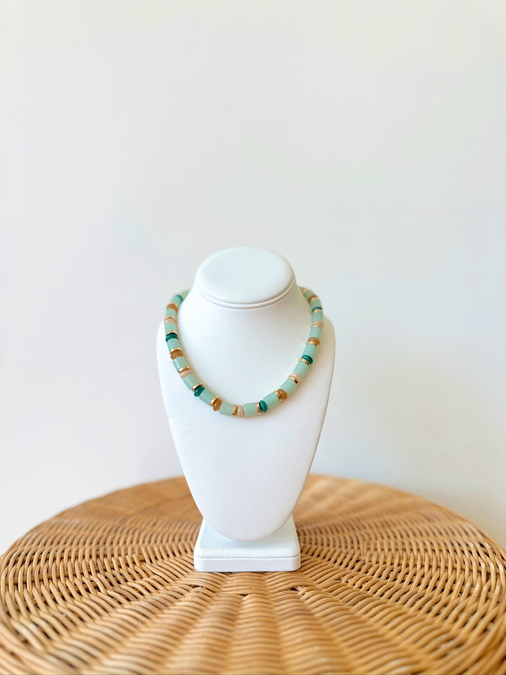 Lora Beaded Necklace-Mint