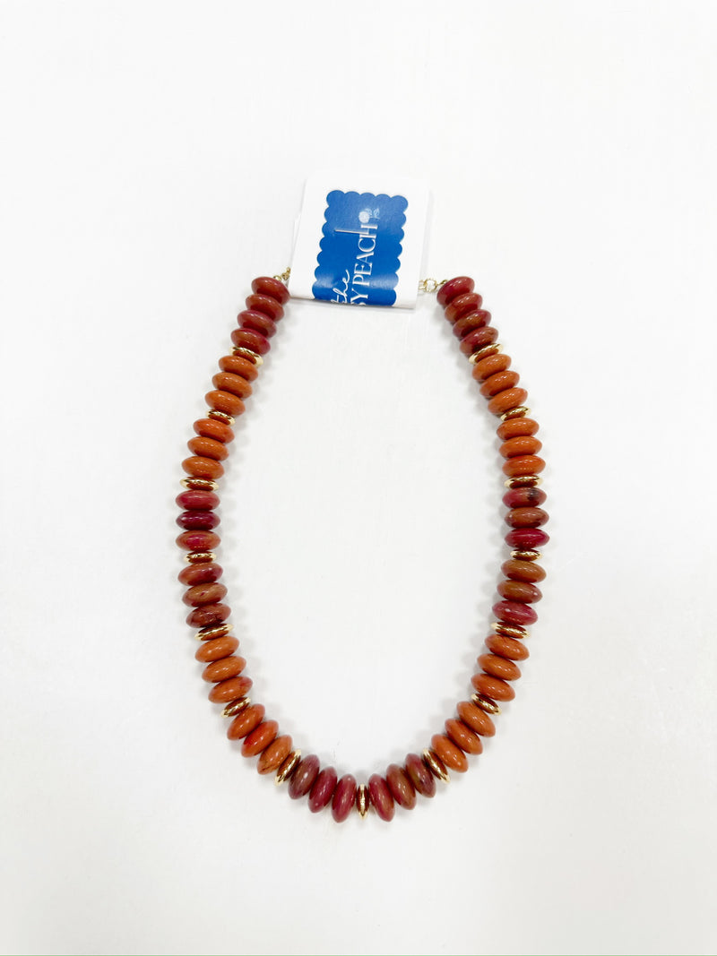 Macy Beaded Necklace- Rust