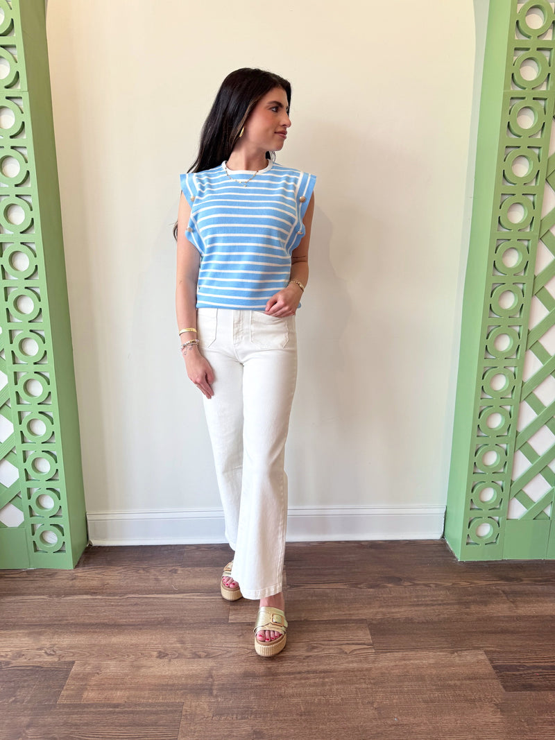 Bella Striped Top-Blue