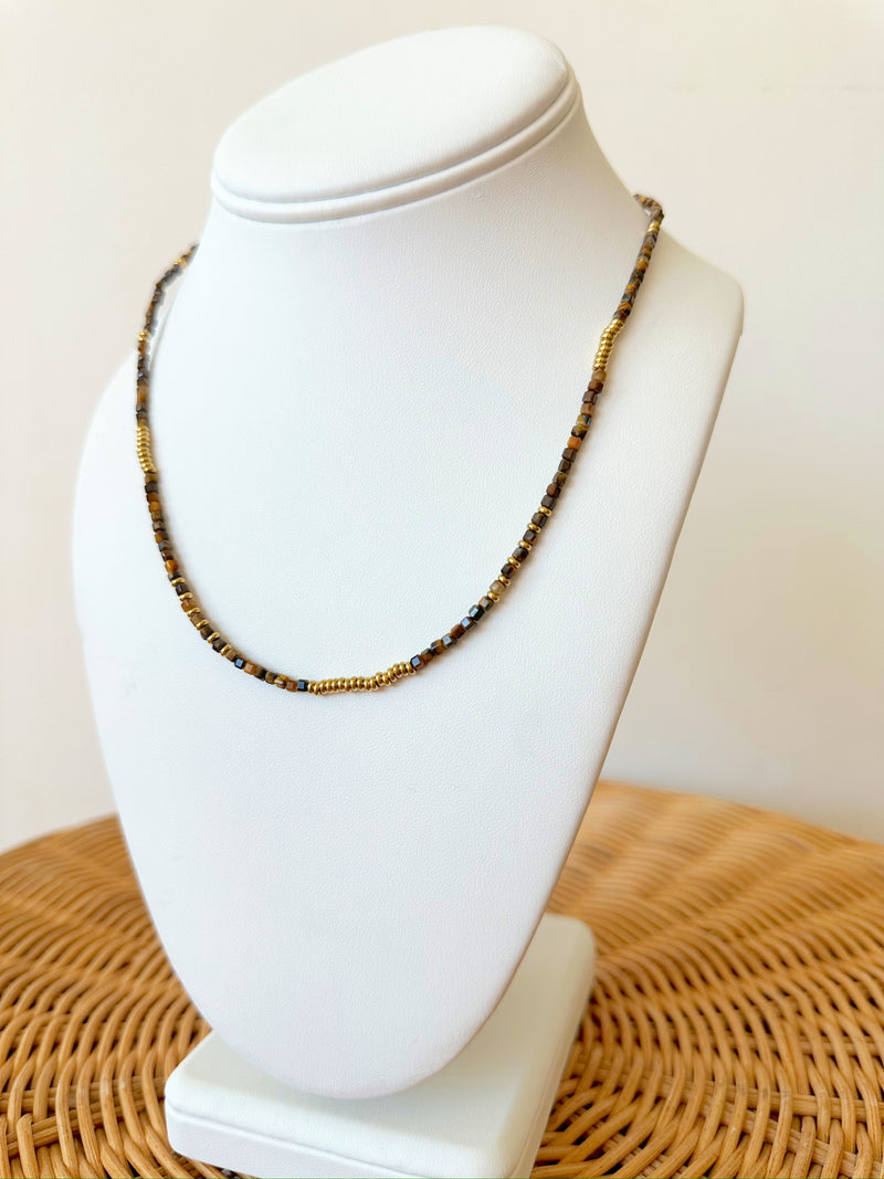Karlie Beaded Necklace- Brown