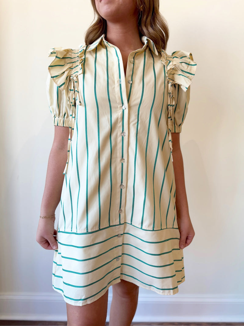 Sophie Striped Dress- Cream