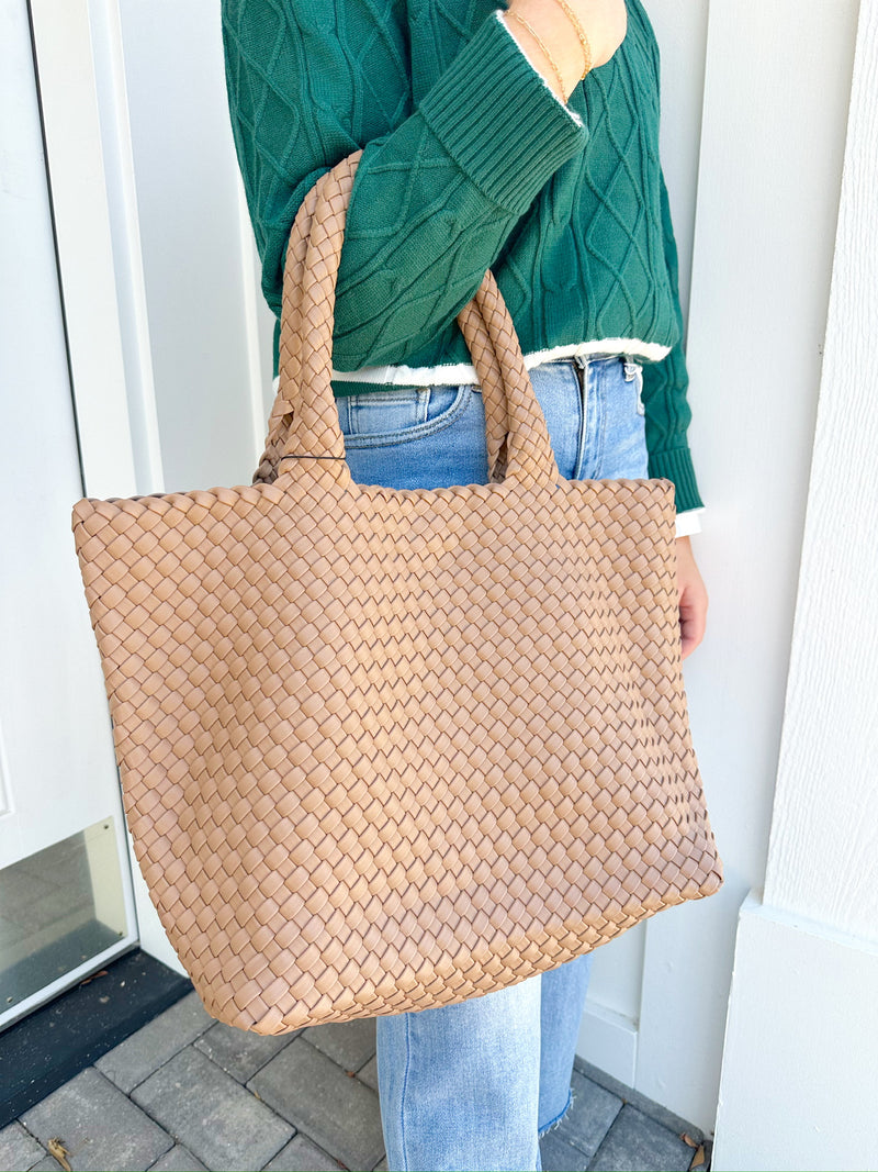 Gracie Woven Tote Bag-Taupe