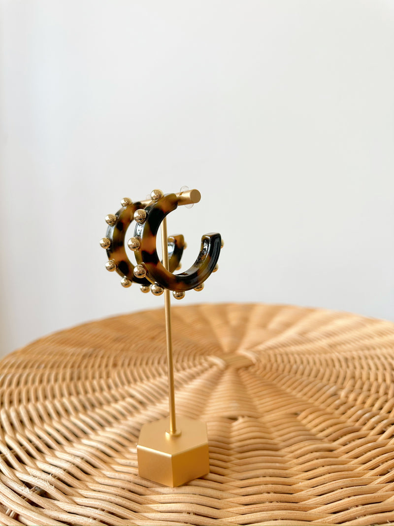 Carmin Studded Hoops-Tortoise