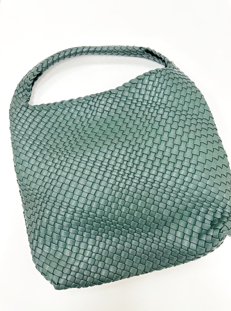 Brooke Woven Tote Bag- Green