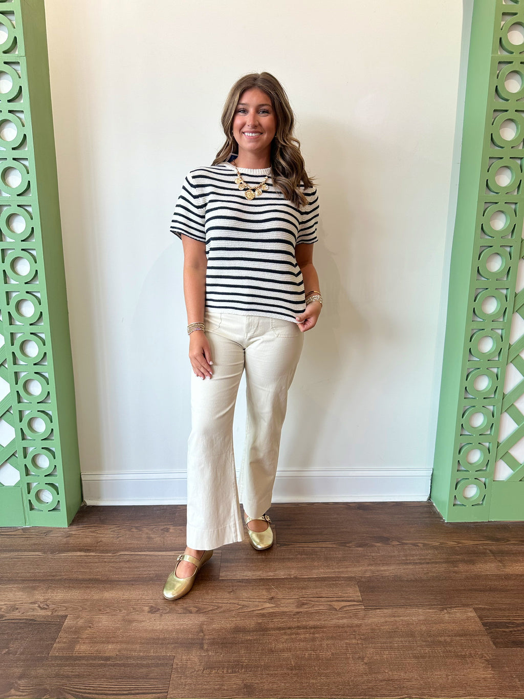 Vanna Striped Top- Cream