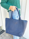 Gracie Woven Tote Bag- Navy