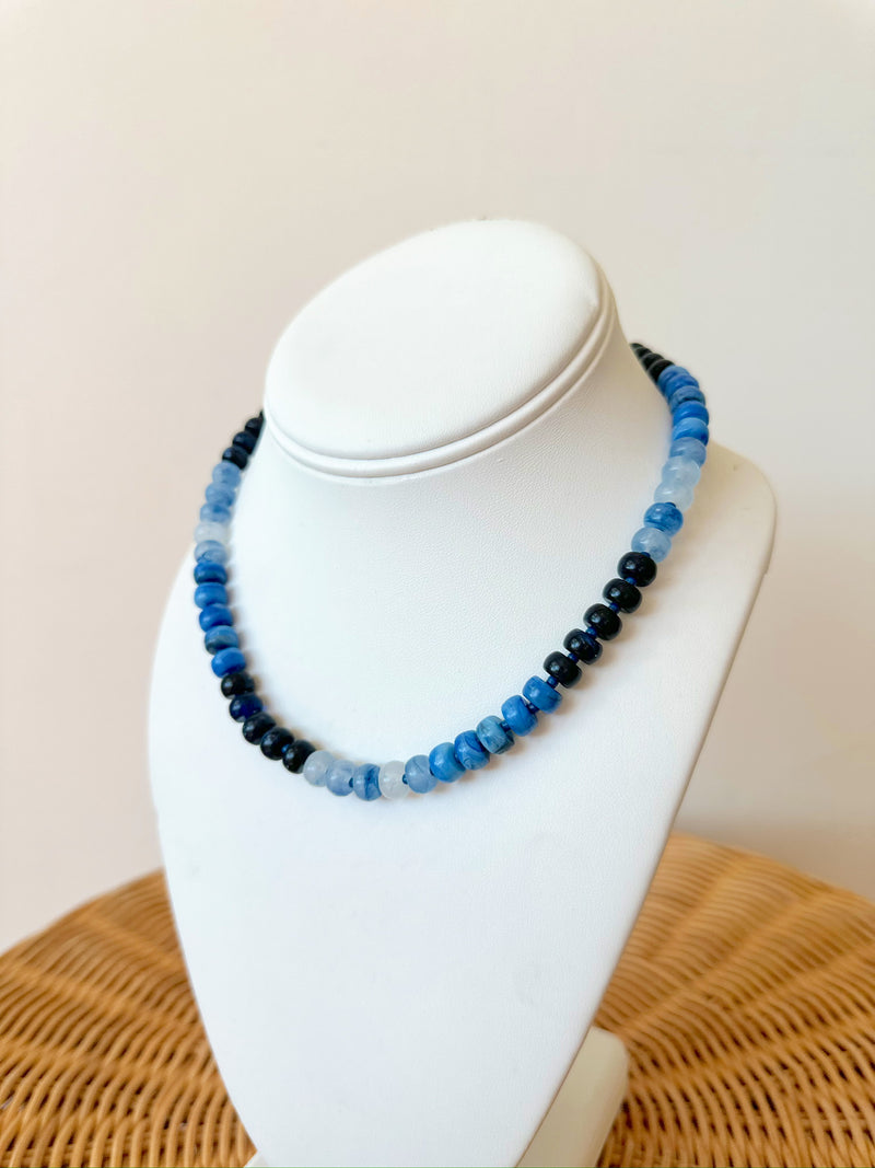Jordan Beaded Necklace-Blue