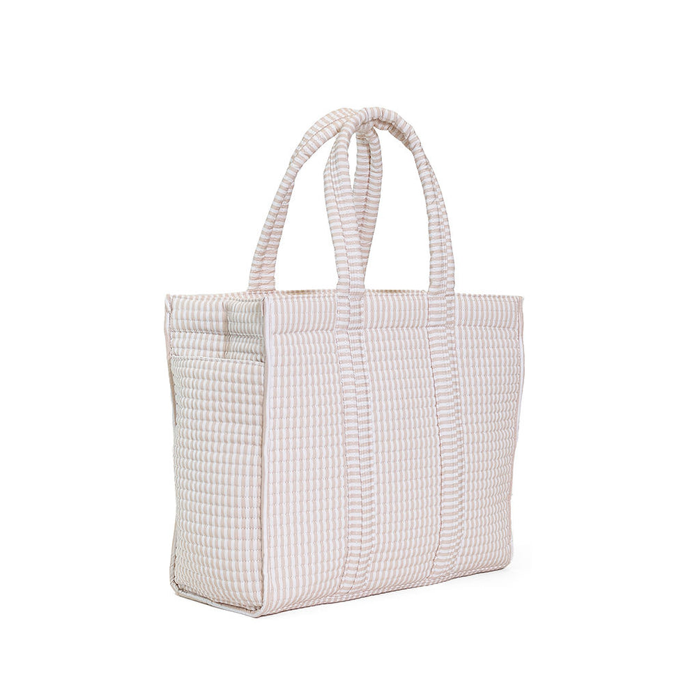 Quilted Go Go Bag- Sand Striped