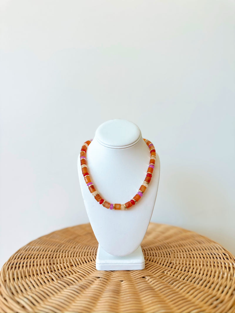 Lora Beaded Necklace-Peach