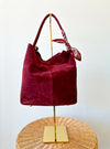 Amanda Suede Bucket Bag-Burgundy