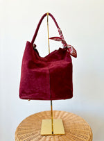 Amanda Suede Bucket Bag-Burgundy