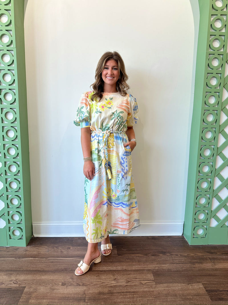 Brynne Citrus Splash Midi Dress