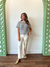 Vanna Striped Top- Cream