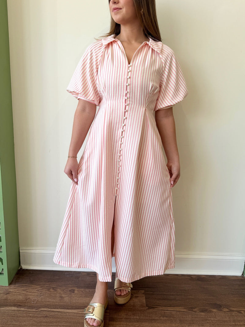 Jenna Pink Striped Dress