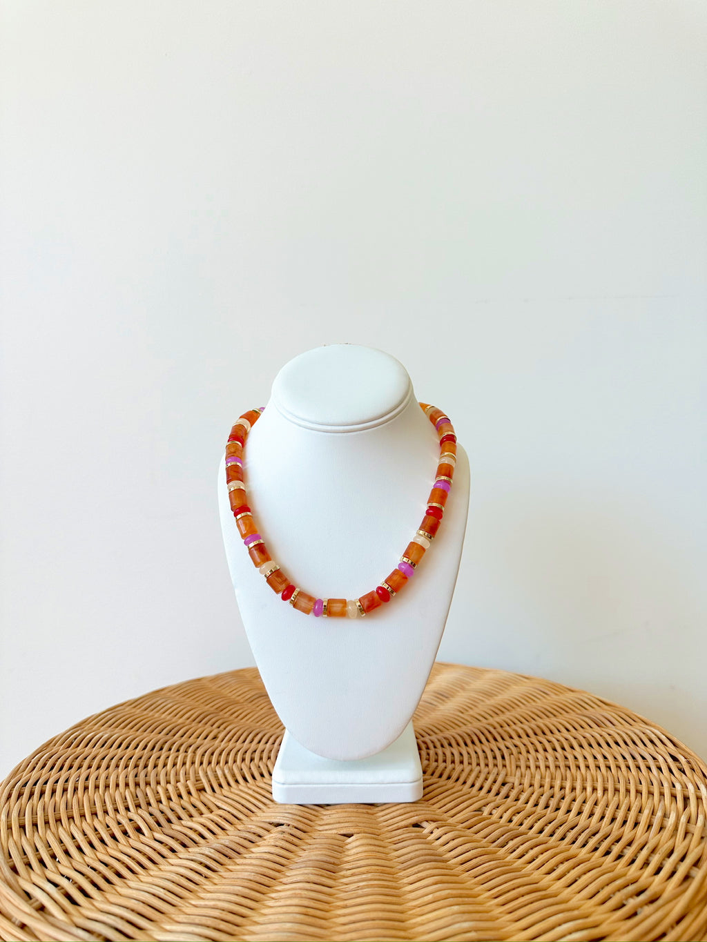 Lora Beaded Necklace-Peach