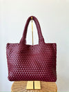 Gracie Woven Tote Bag- Burgundy